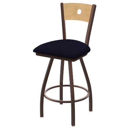 Holland Bar Stool Co 36" Swivel Counter Stool, Black Wrinkle, Nat Back, Canter Twilight Seat 83036BZNatMplB002